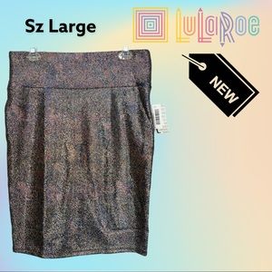 NWT LuLaRoe Metallic Multi Color Cassie Skirt Sz Large